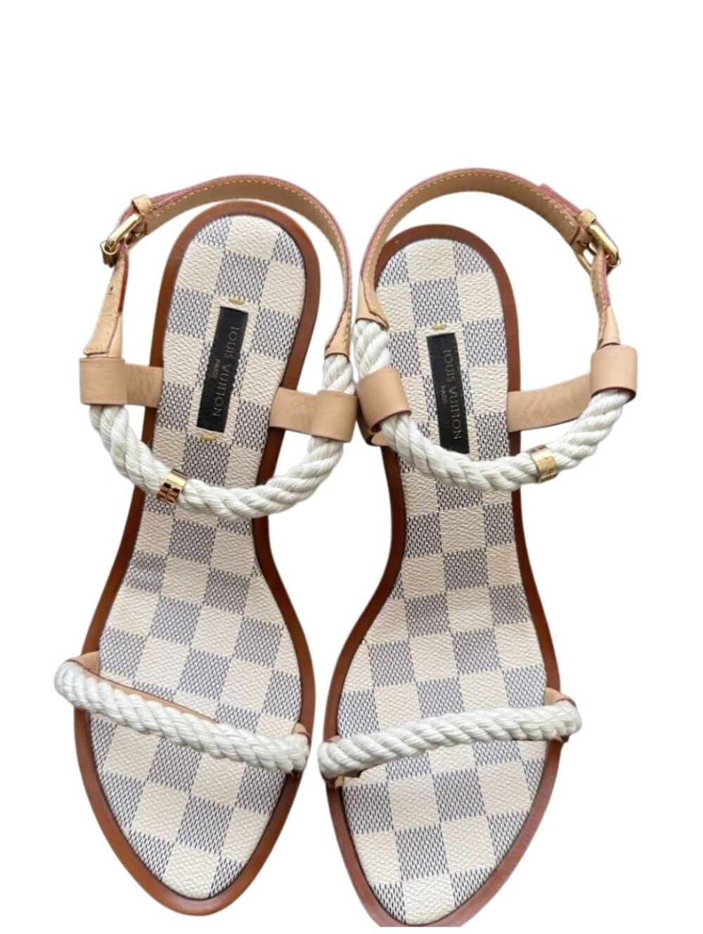 Louis Vuitton Damier Azur Rope Sandals Size 38.5, Comes With Box.